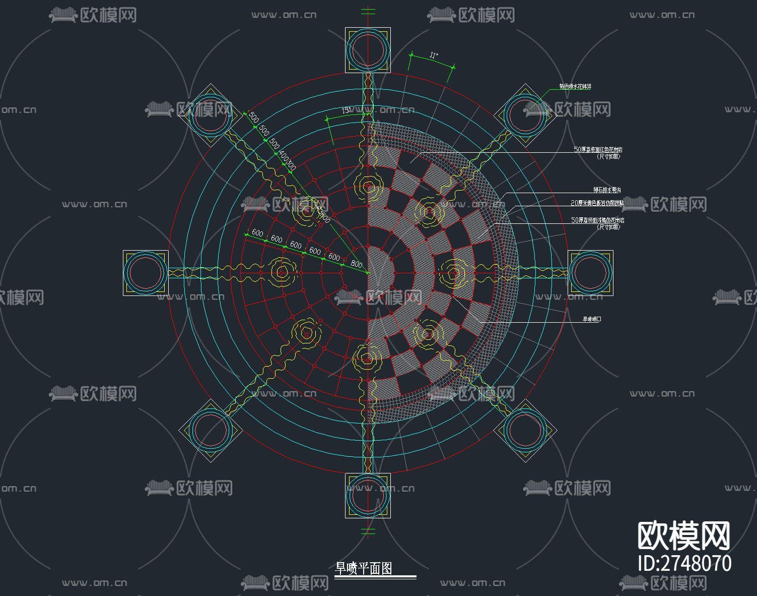 200套喷泉水池跌水水景CAD节点施工图下载（渲染图4）