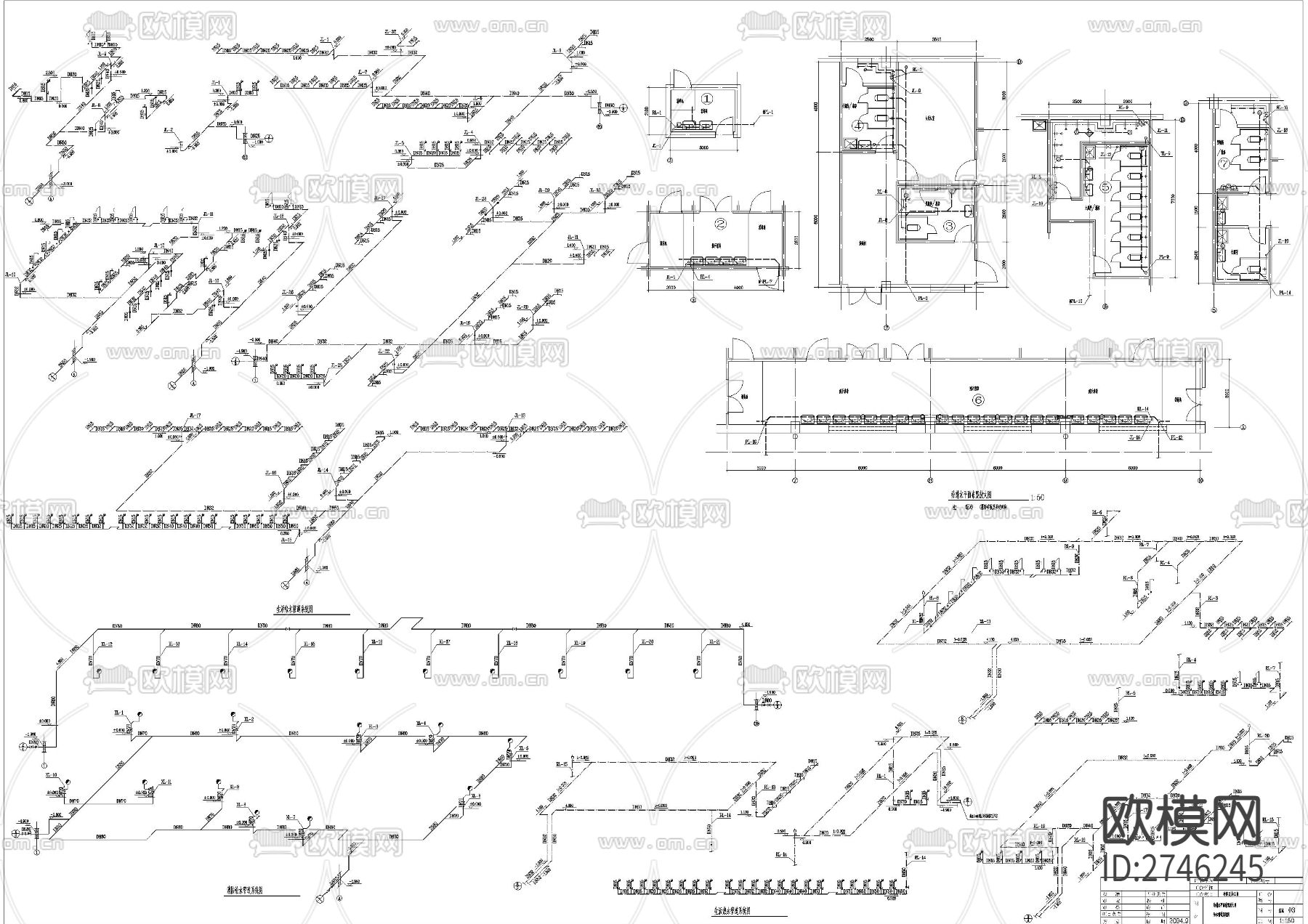 面食和海产品综合加工车间及冷库给排水设计cad施工图下载（渲染图2）