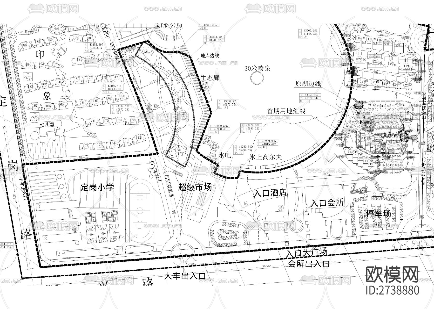 大型综合性小区总cad平面图下载（渲染图2）