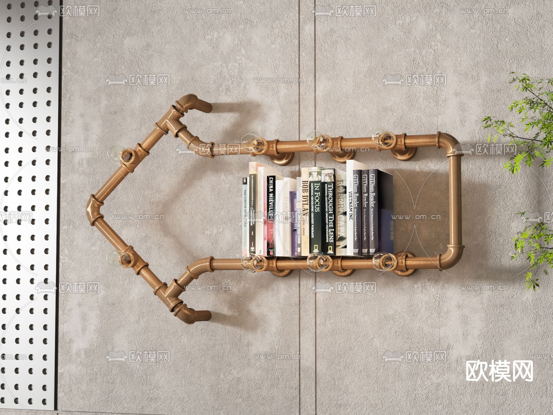 工业风吊柜 管道壁柜 书架3d模型下载