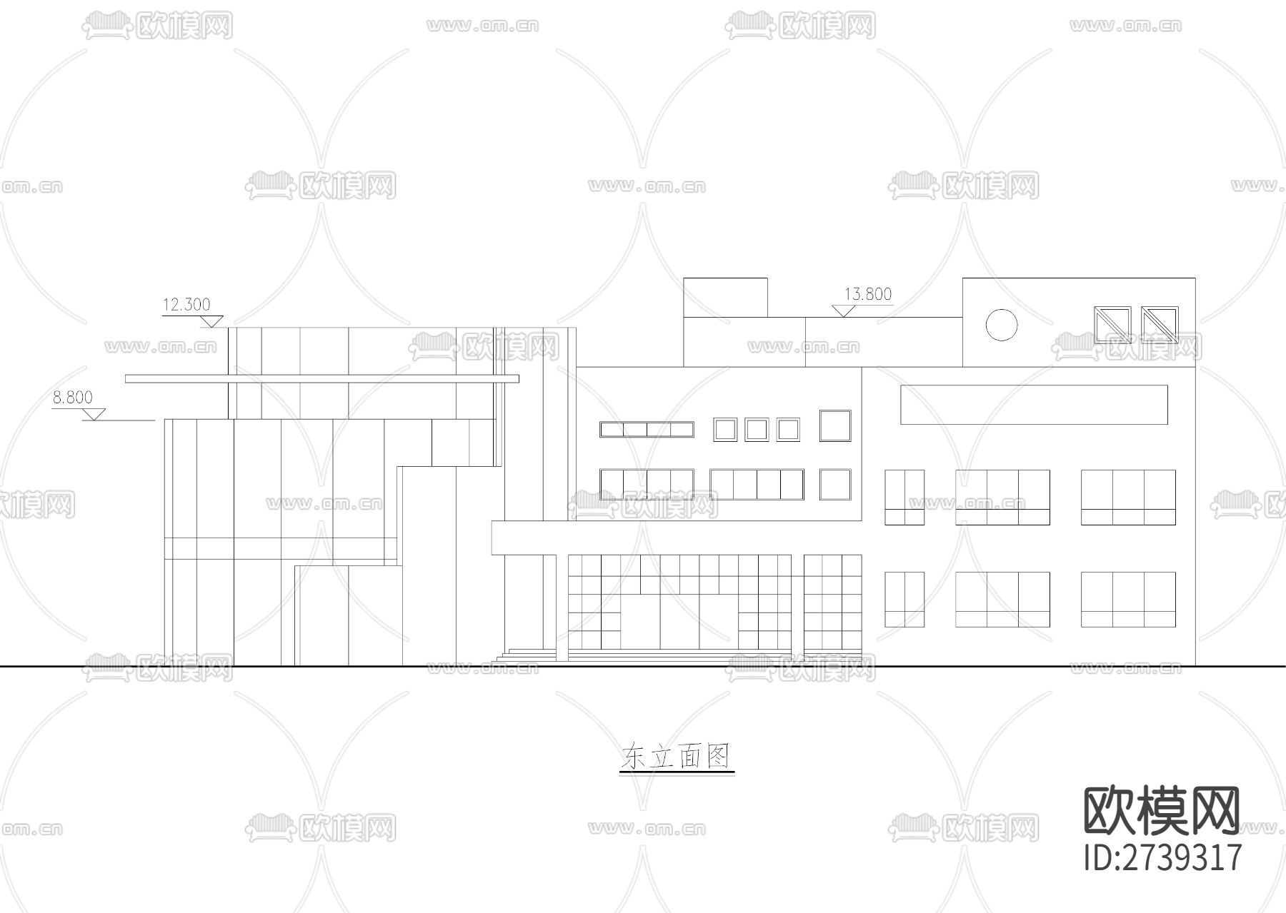 三层幼儿园建筑CAD施工图下载（渲染图2）
