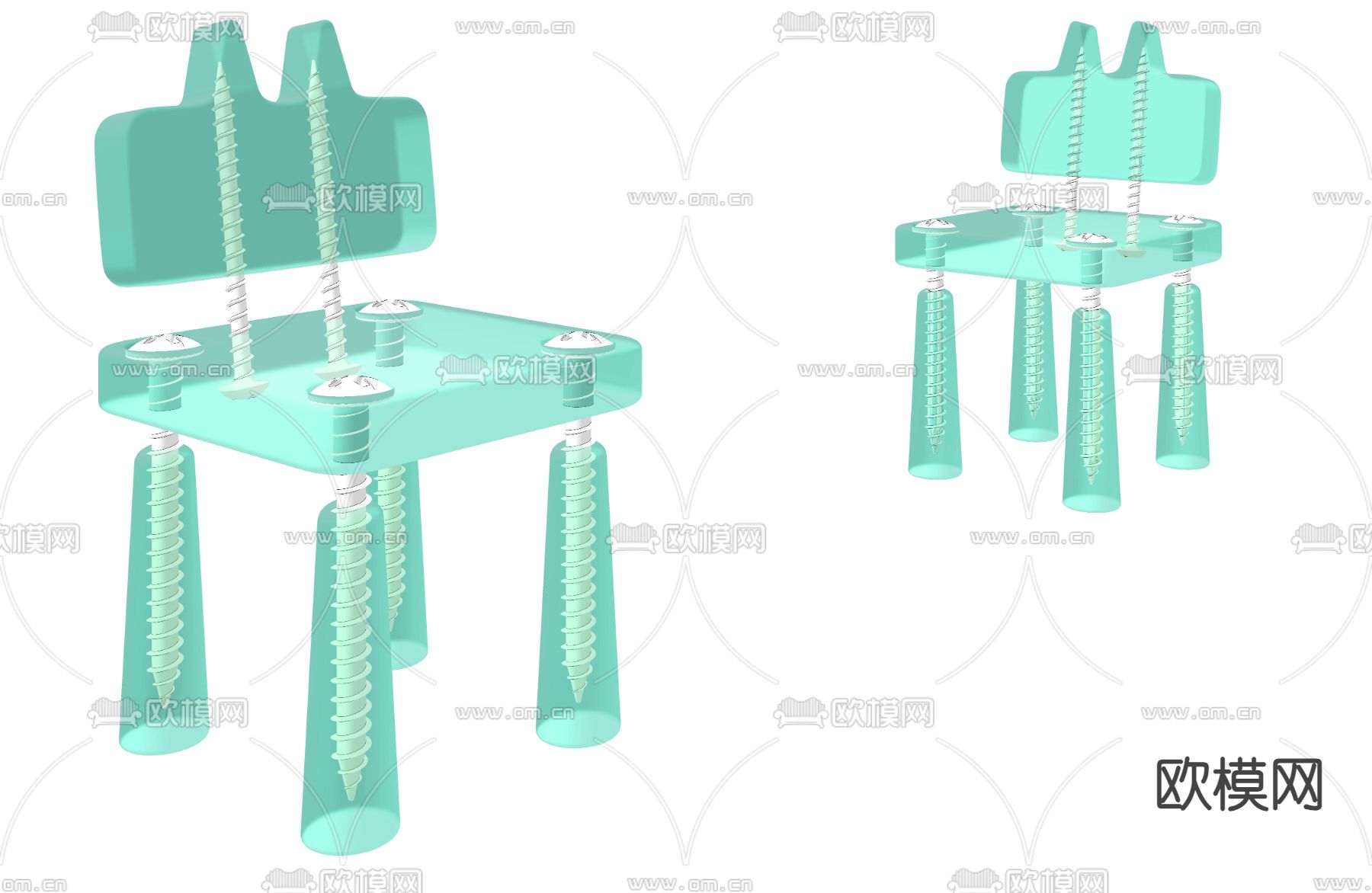 现代儿童座椅su模型下载（渲染图2）