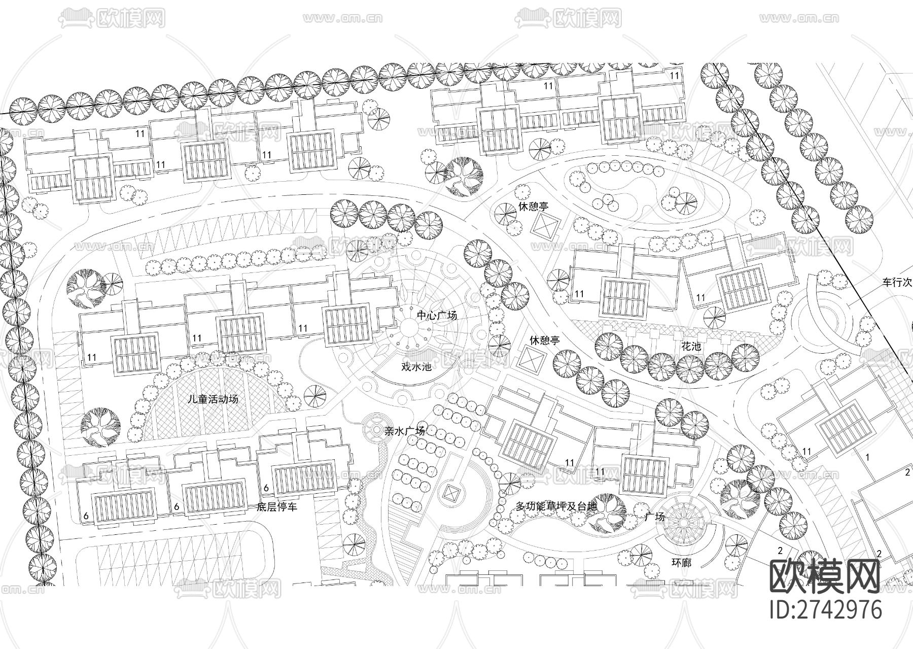 某小区景观cad平面图下载（渲染图2）