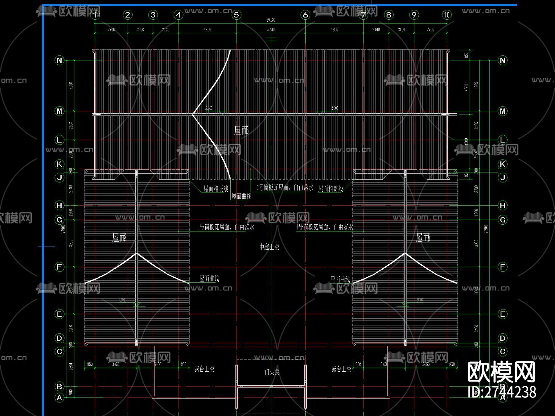 中式江南风四合院全套CAD施工图下载（渲染图4）