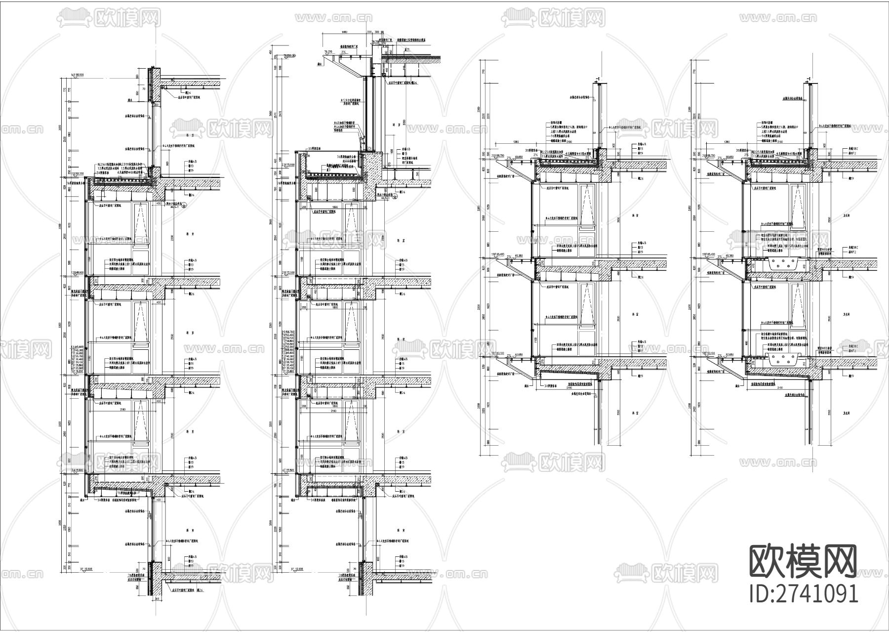 外墙cad大样图下载（渲染图3）