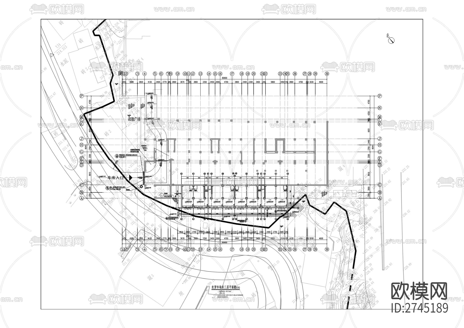 朝阳村农贸市场建设工程cad施工图下载（渲染图4）