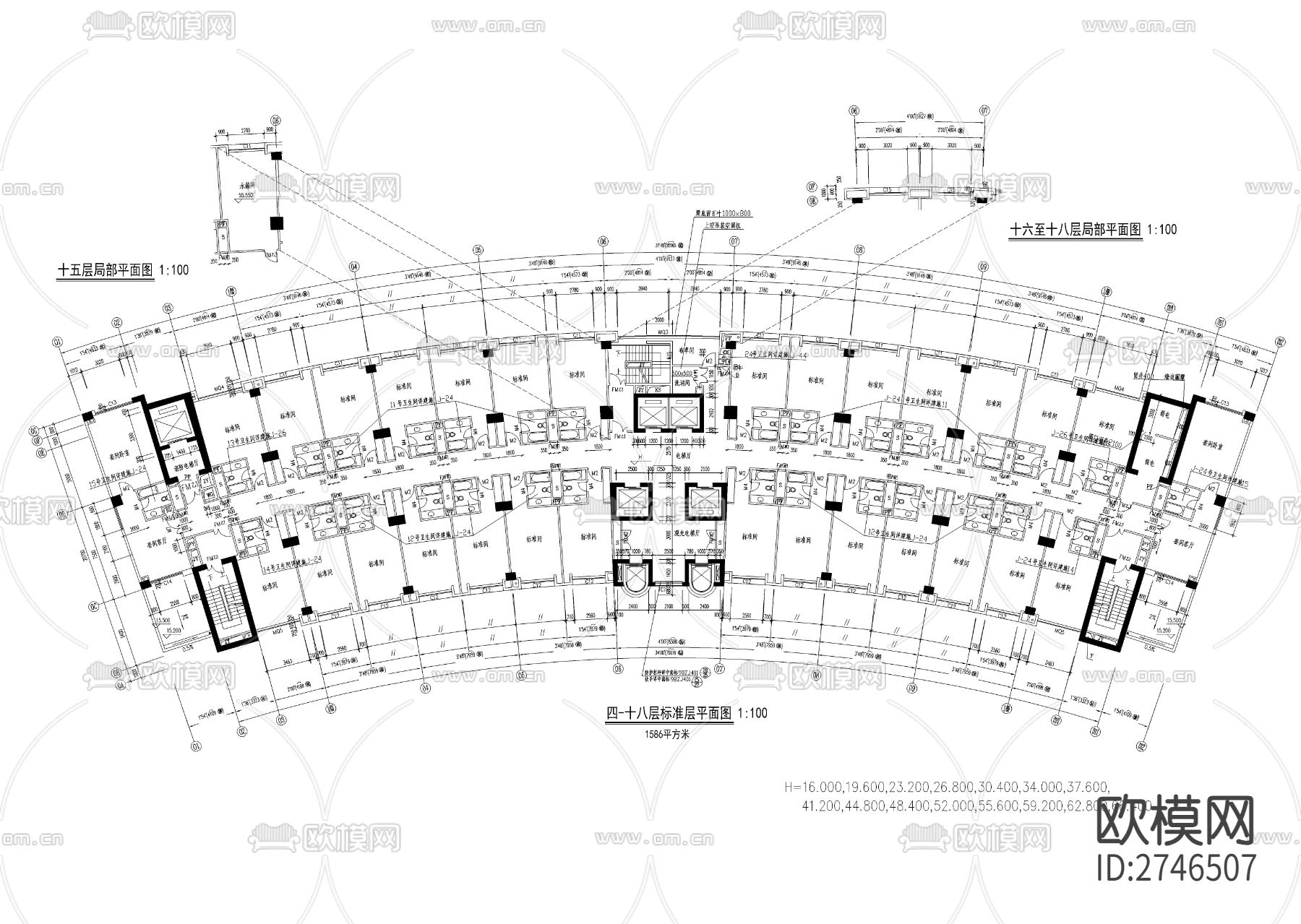 现代流行宾馆设计cad平面图下载（渲染图5）