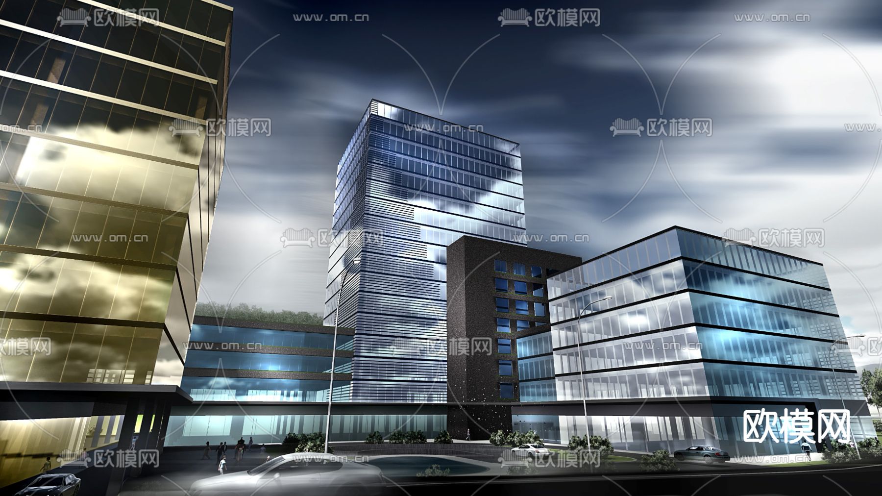 现代高层办公建筑su模型