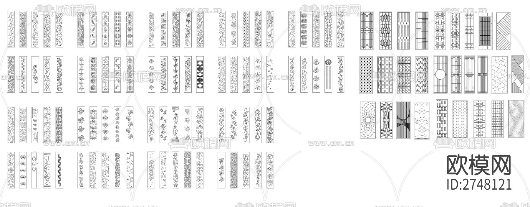 木制雕刻花纹CAD图库下载（渲染图1）