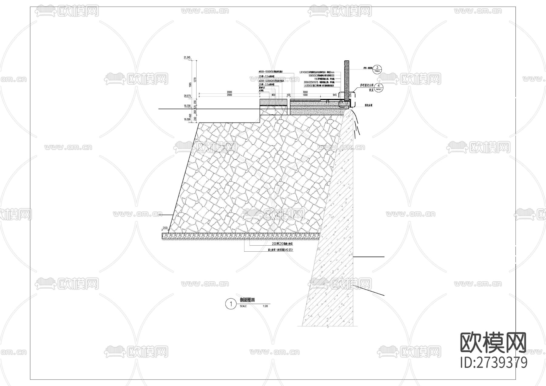 滨水栈道CAD施工图下载（渲染图3）
