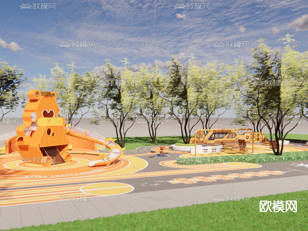 现代儿童互动场地su模型下载（渲染图2）