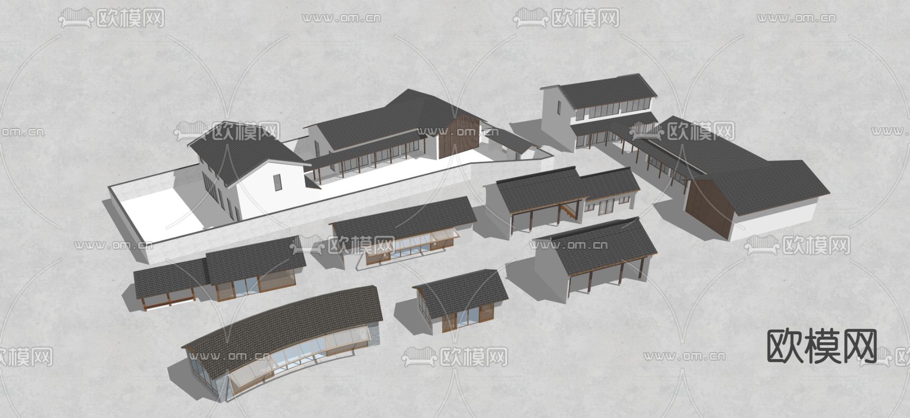 新中式公共建筑su模型下载（渲染图2）