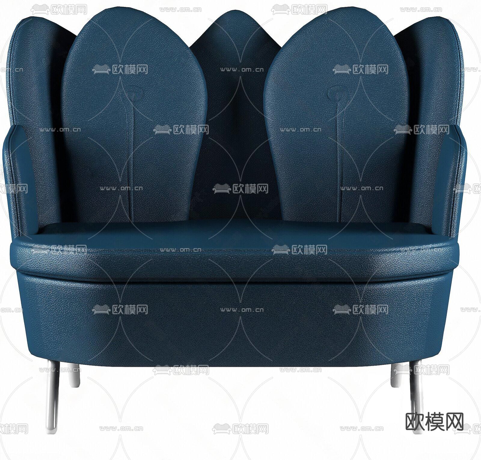 蓝色沙发 皮革沙发3d模型下载