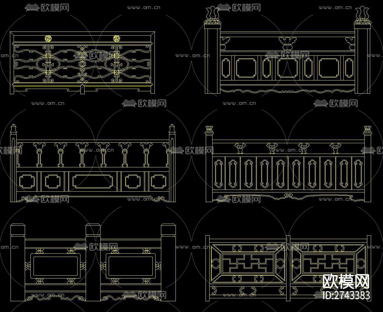 石材栏杆cad大样图下载（渲染图8）