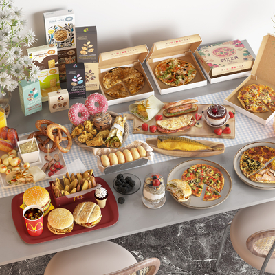  汉堡 披萨 西点 面包su模型 