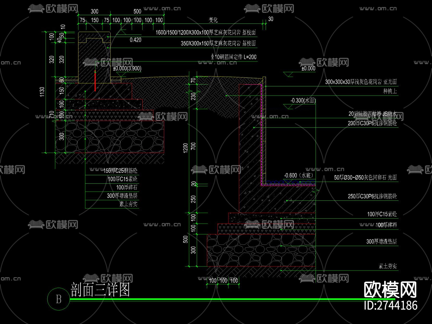 新中式廊架CAD施工图下载（渲染图6）