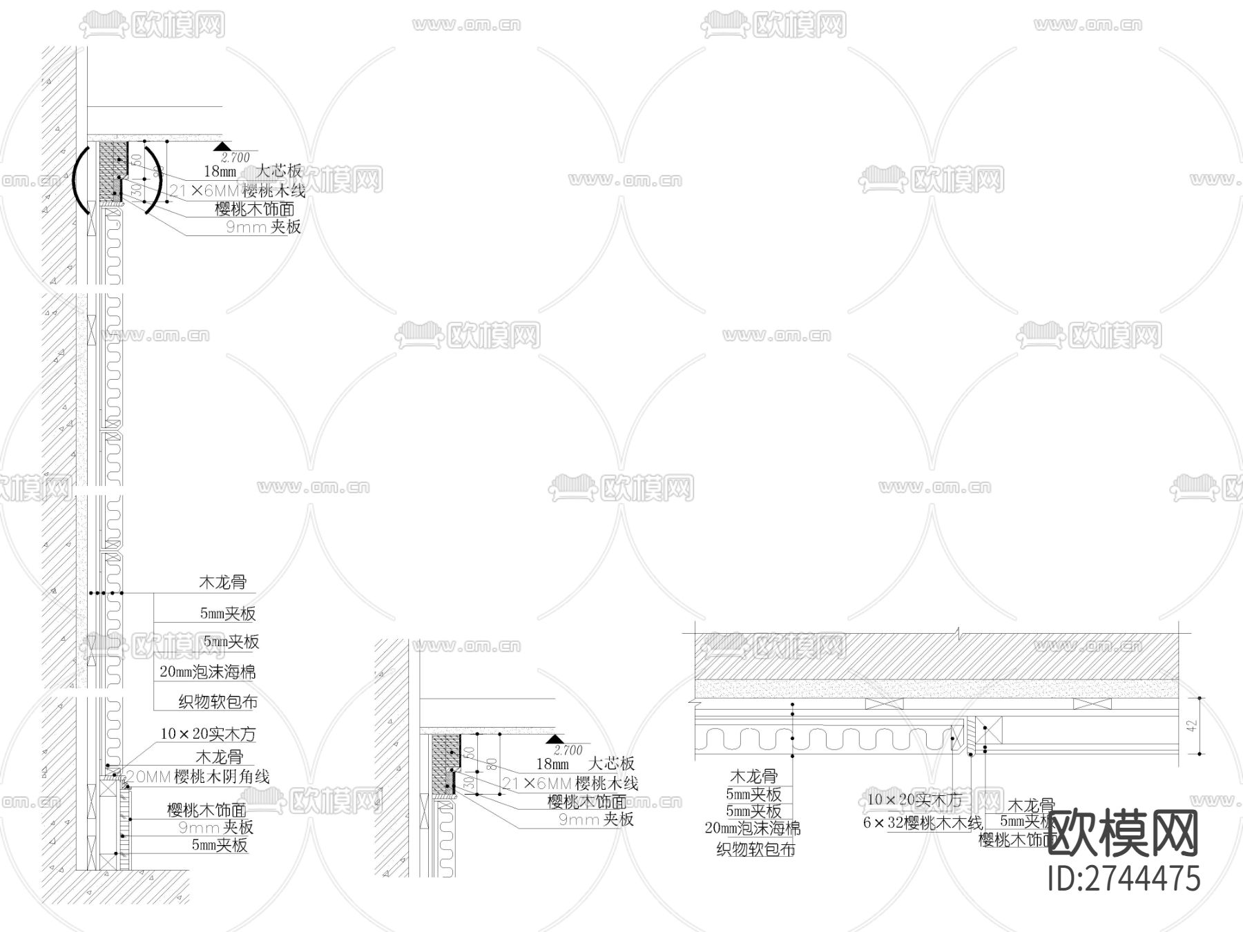 软包与木饰面节点大样图下载