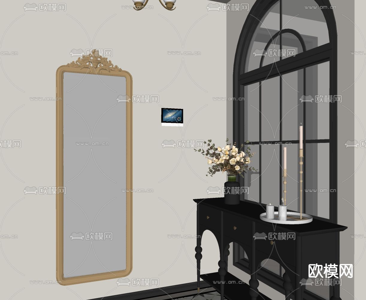 法式客厅su模型下载（渲染图3）