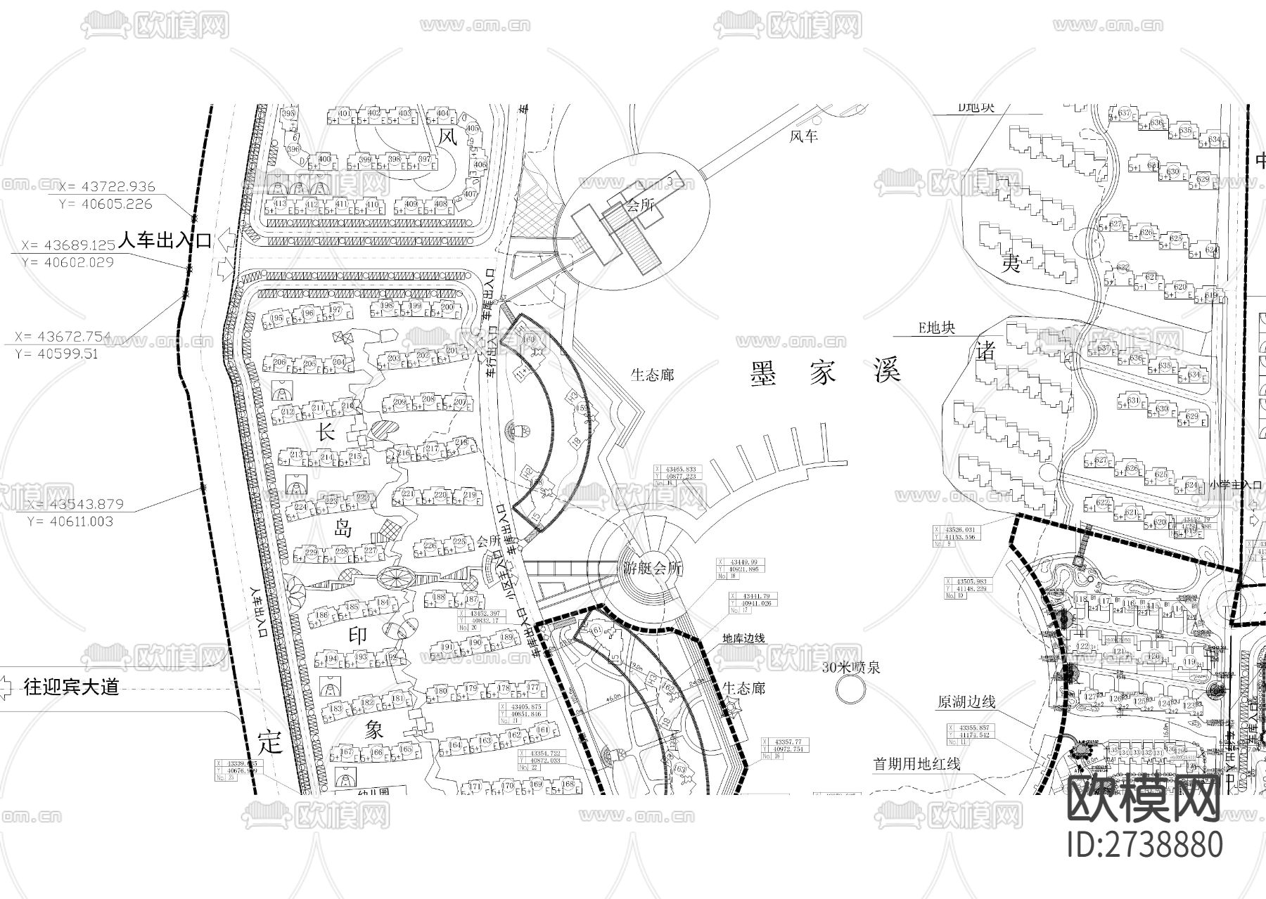 大型综合性小区总cad平面图下载（渲染图6）