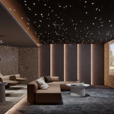  现代影音室 视听室su模型 