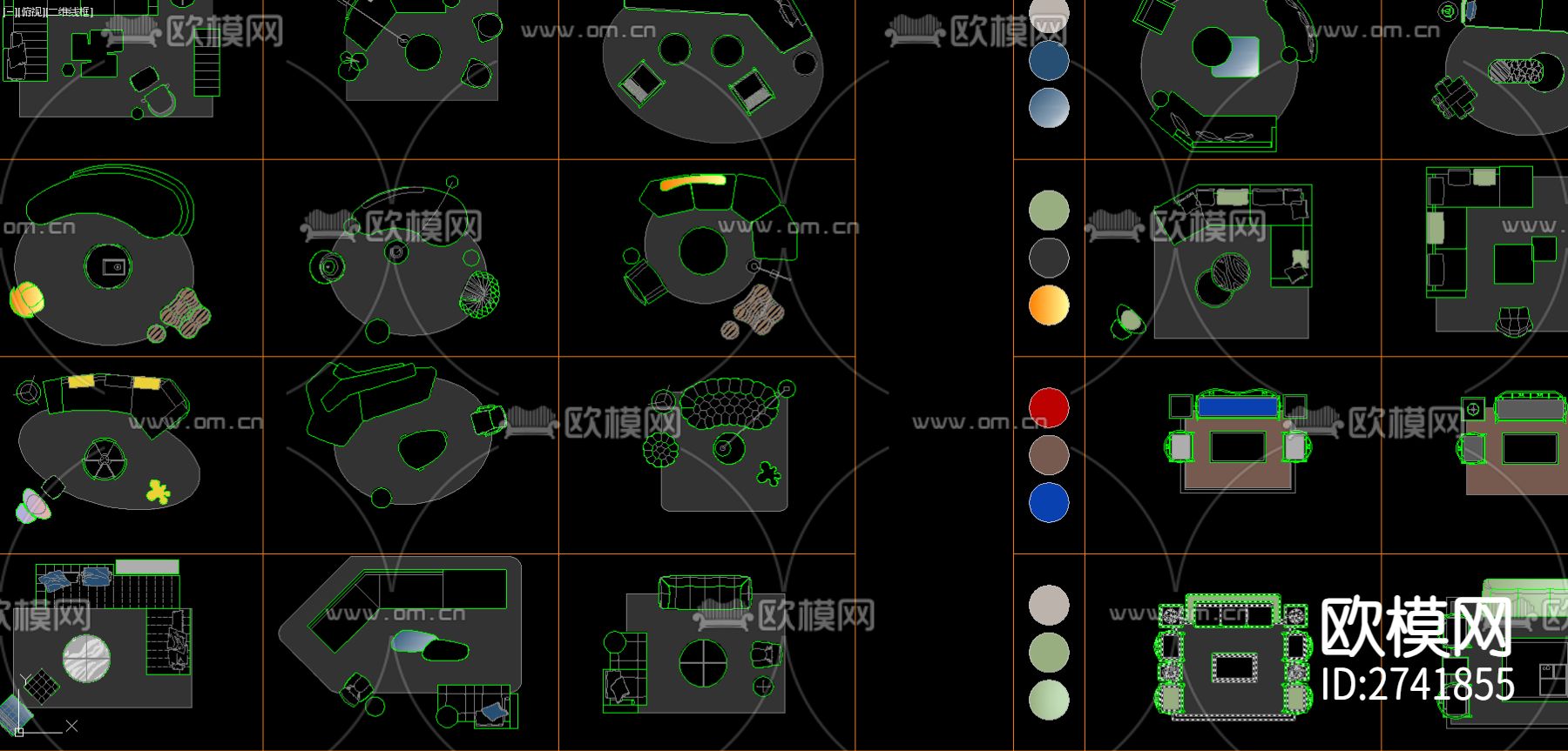 CAD网红家具颜色填充cad图库下载（渲染图5）