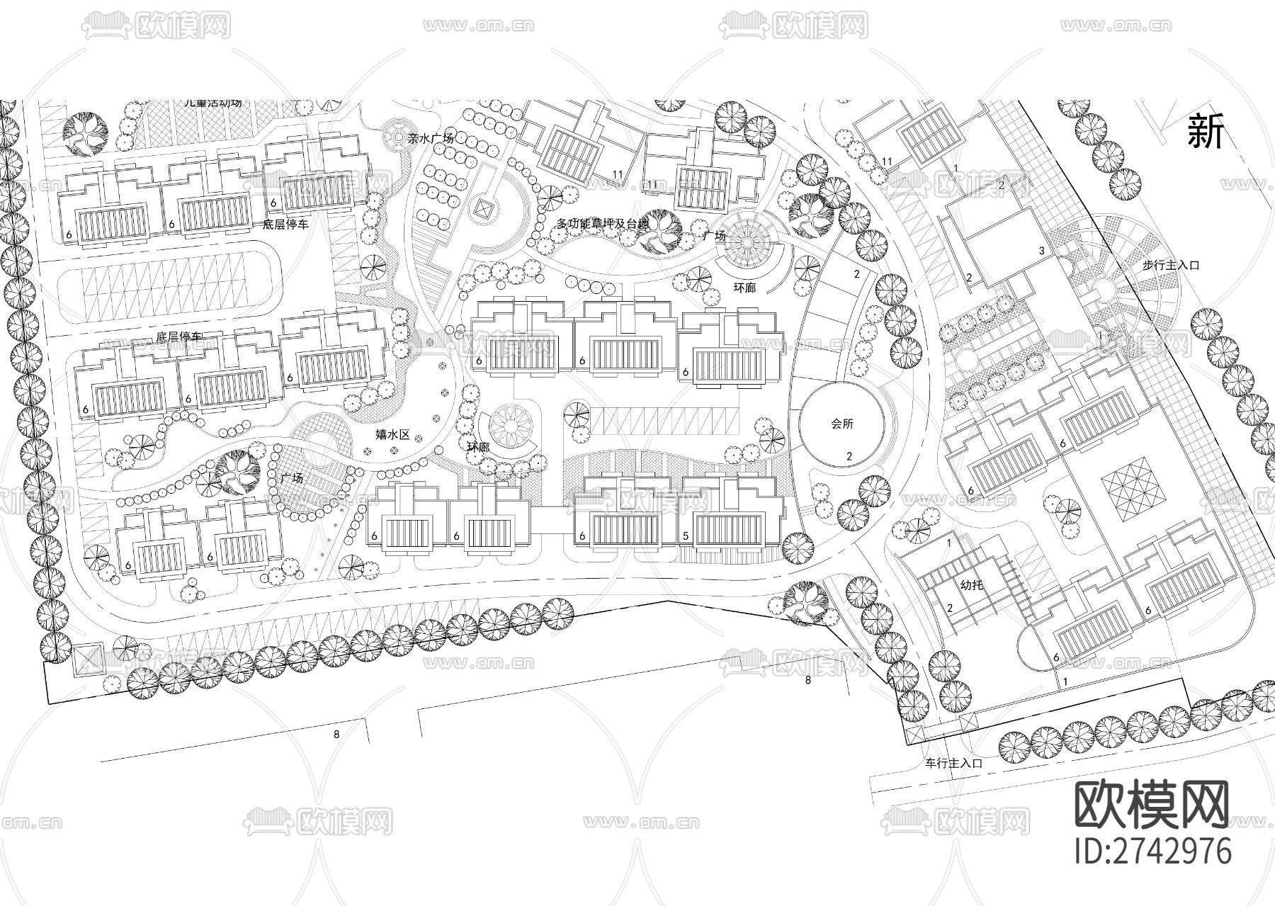 某小区景观cad平面图下载（渲染图3）