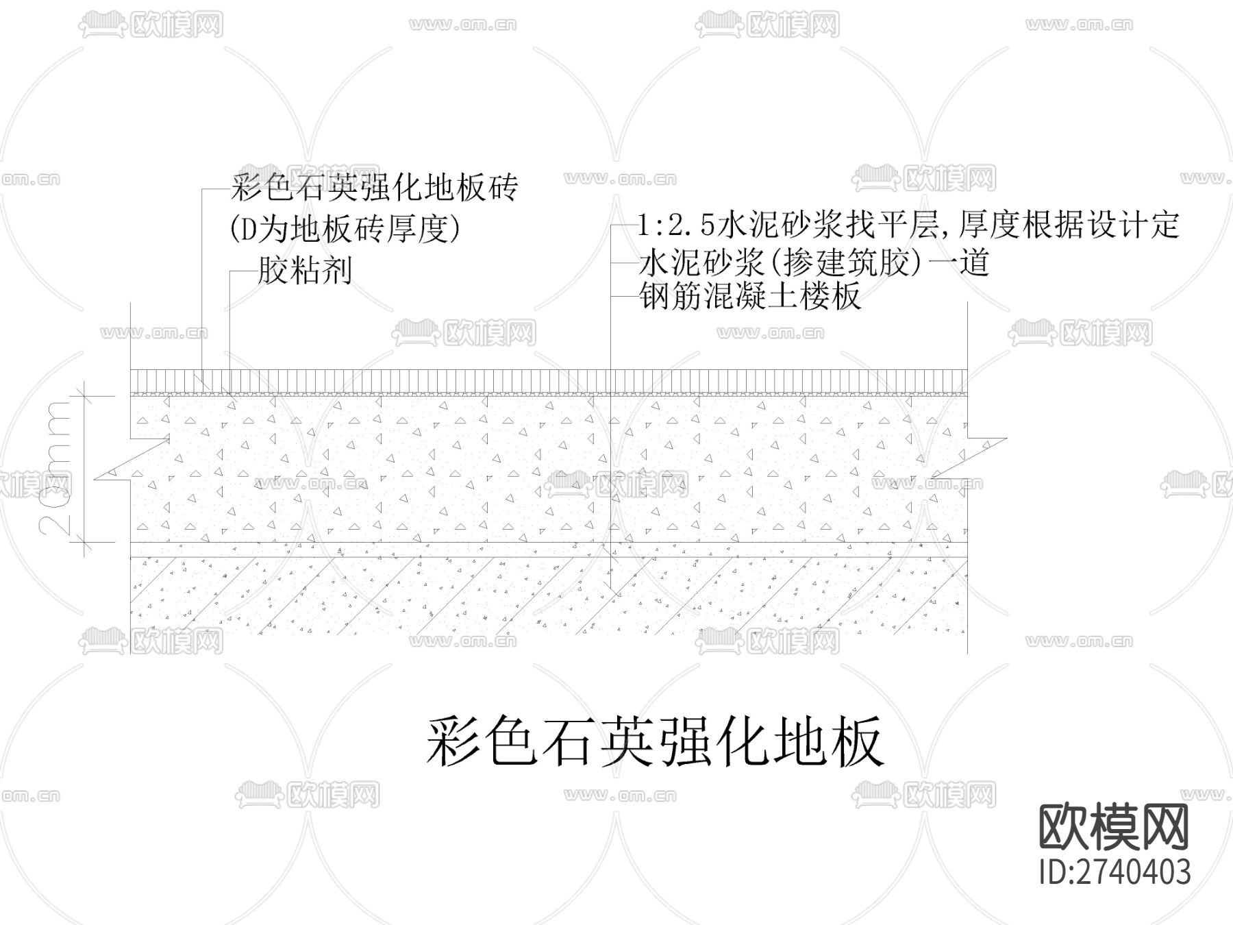 彩色石英强化地板节点大样图下载
