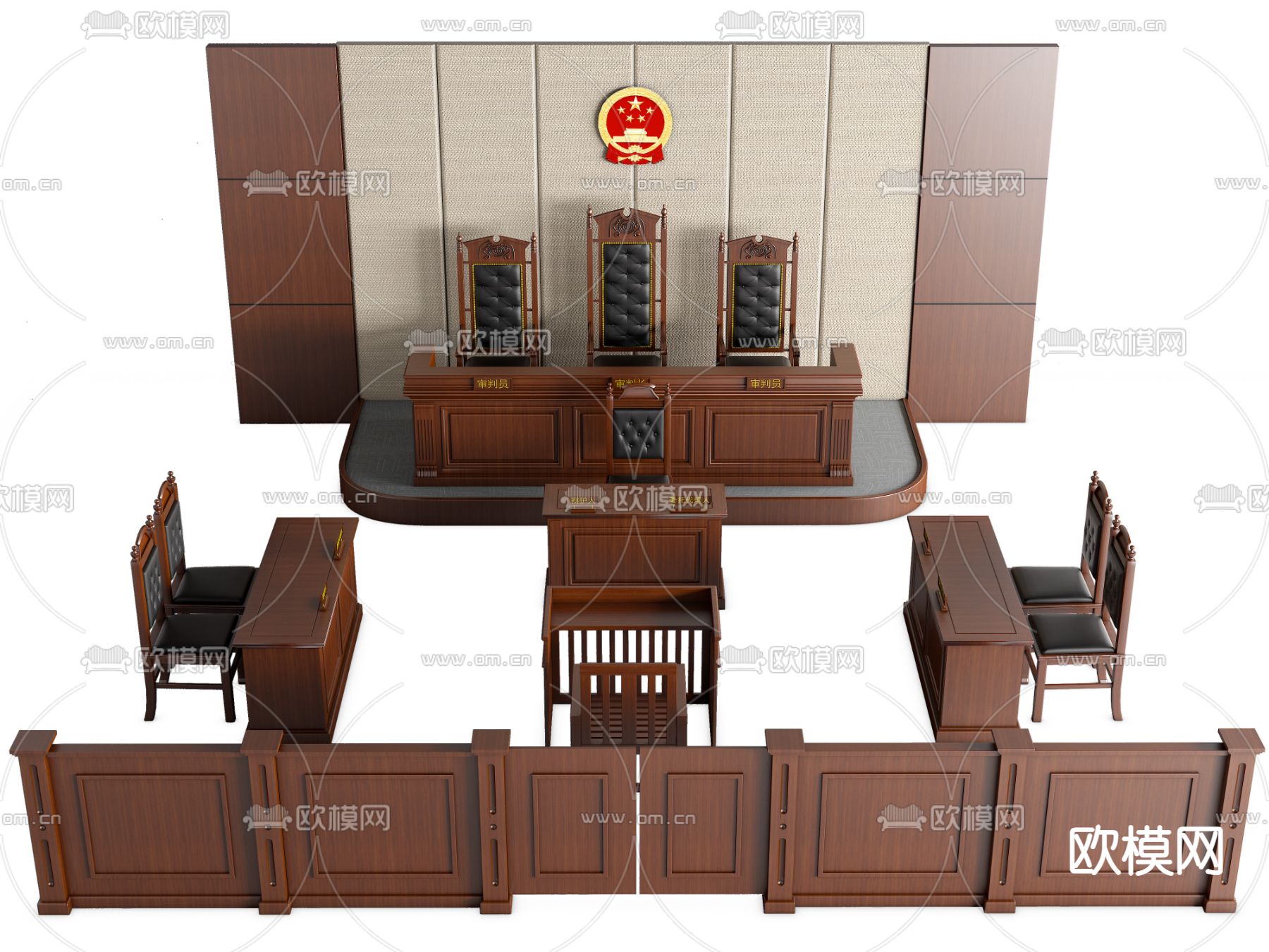 审判桌椅 原告被告桌椅su模型下载_ID14182846_sketchup模型下载-欧模网
