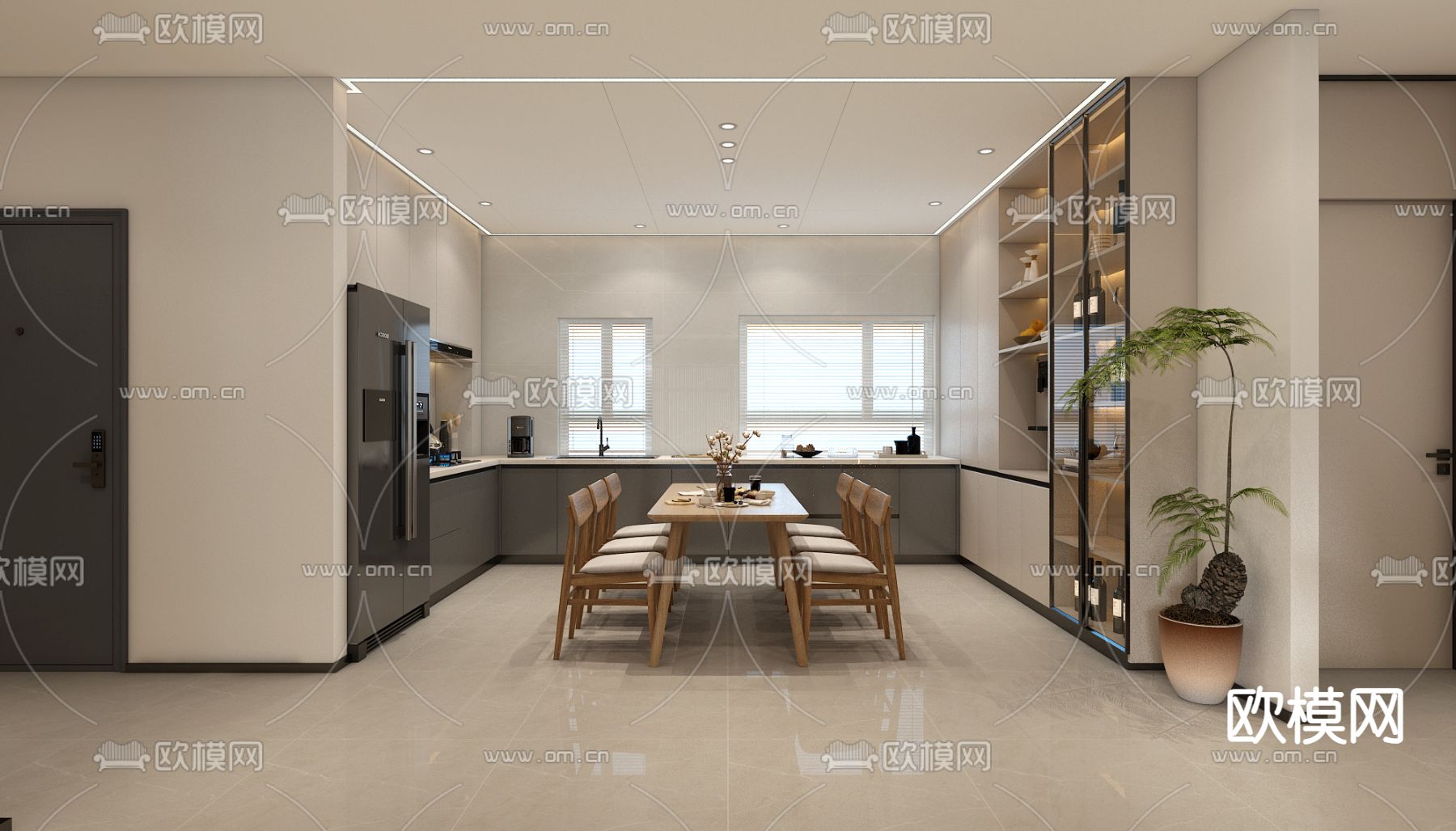 现代餐厅免费3d模型下载_ID14180920_3dmax免费模型-欧模网