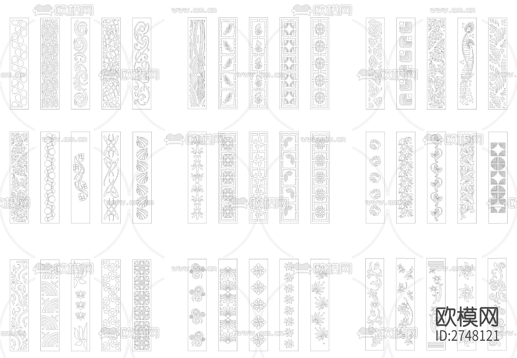 木制雕刻花纹CAD图库下载（渲染图2）