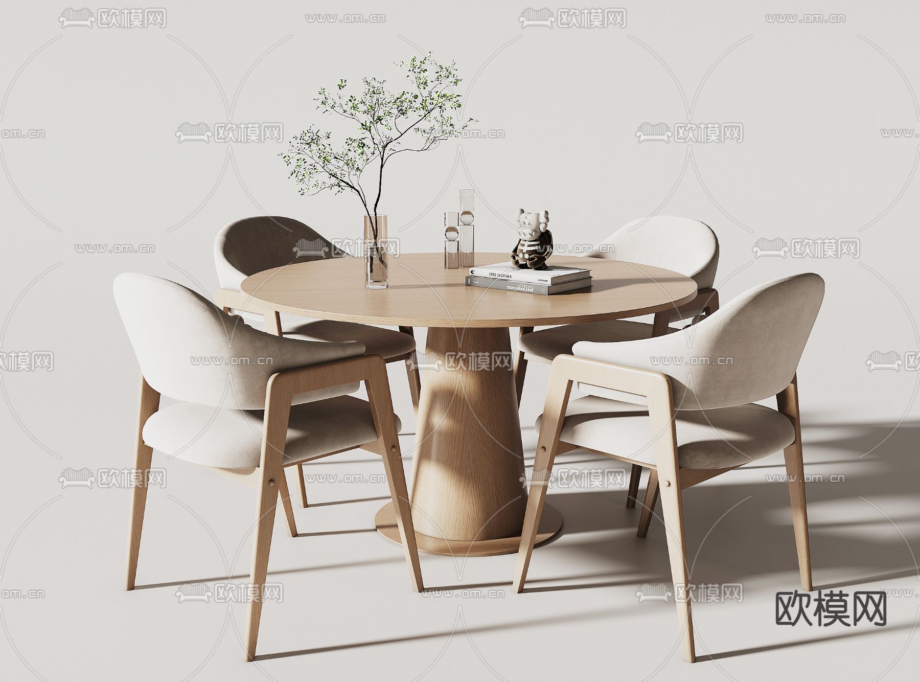 圆形餐桌椅3d模型下载