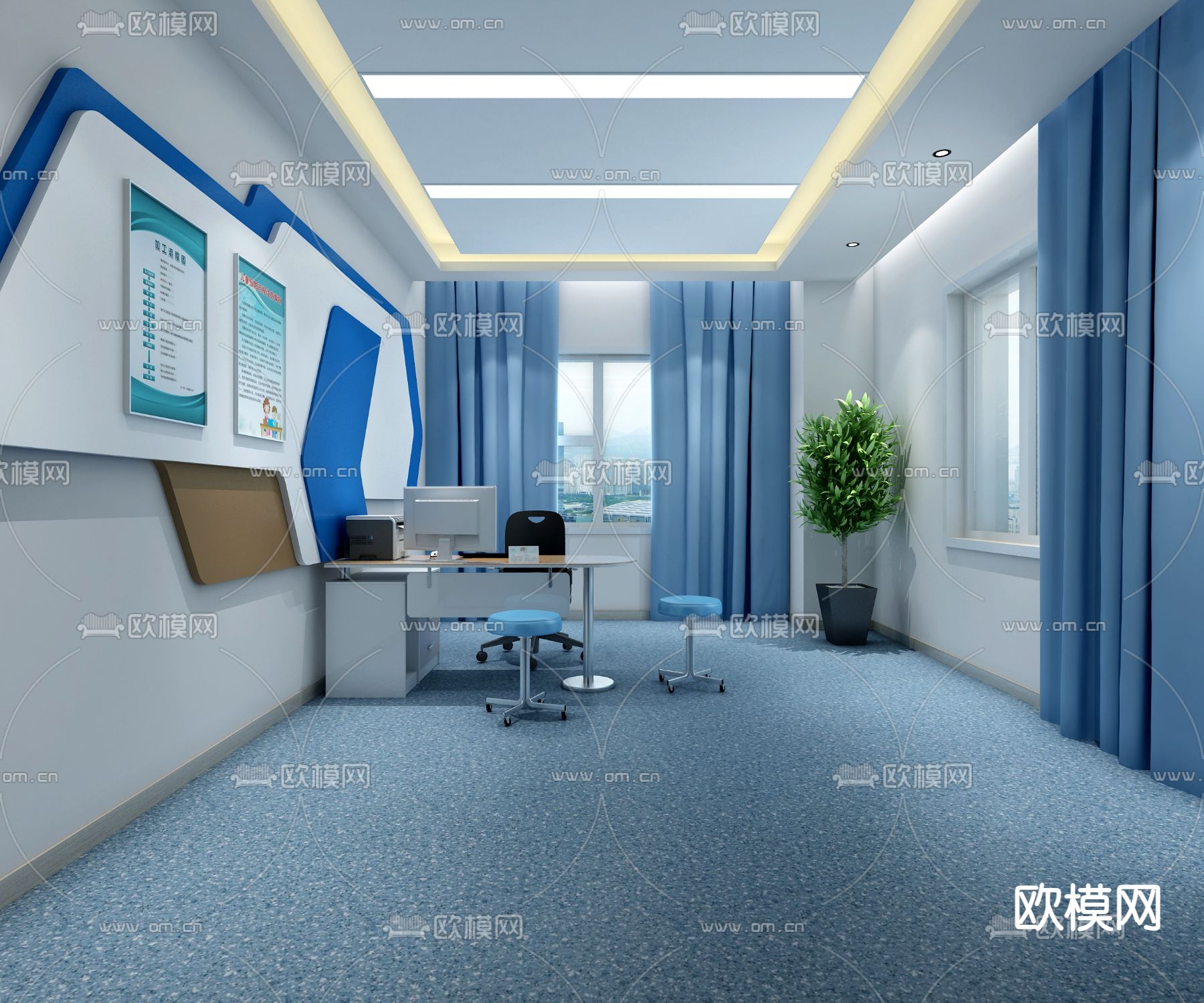 医务室 诊室su模型下载（渲染图1）