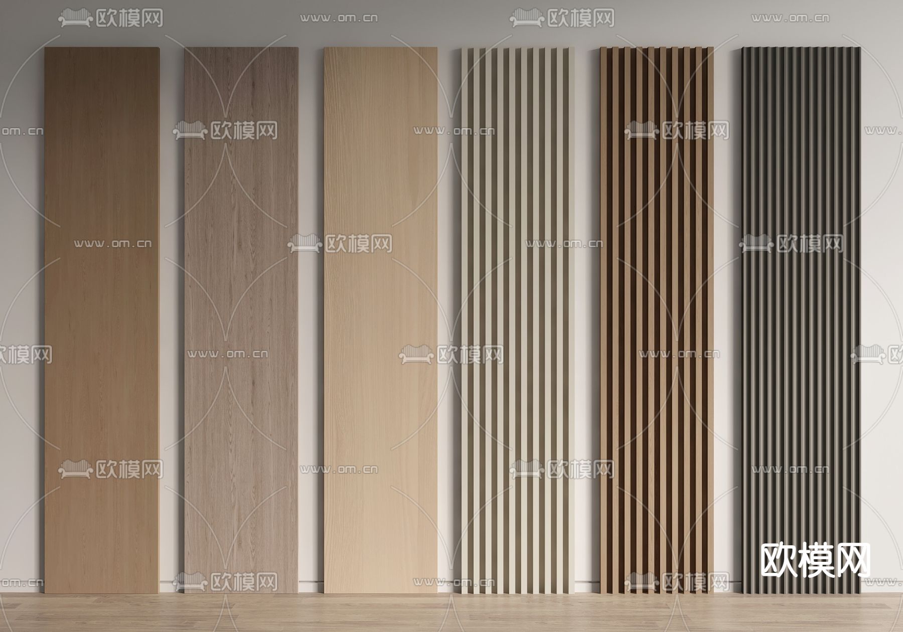 护墙板 格栅板su模型下载（渲染图1）