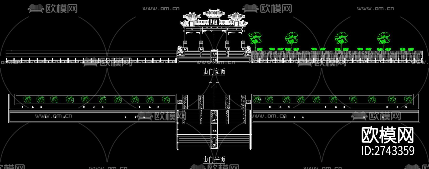 牌坊cad大样图下载（渲染图9）