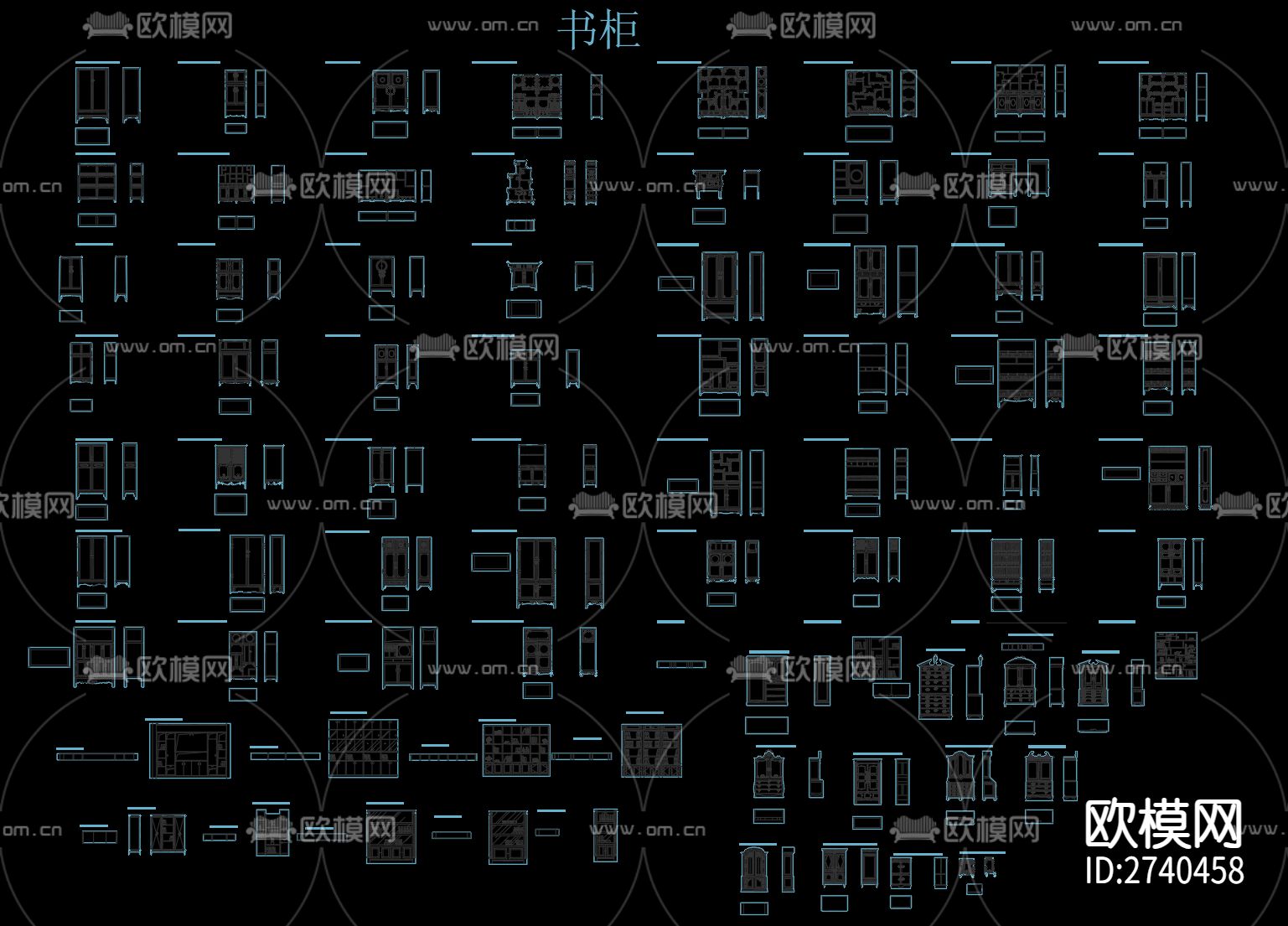 书柜cad图库下载（渲染图1）