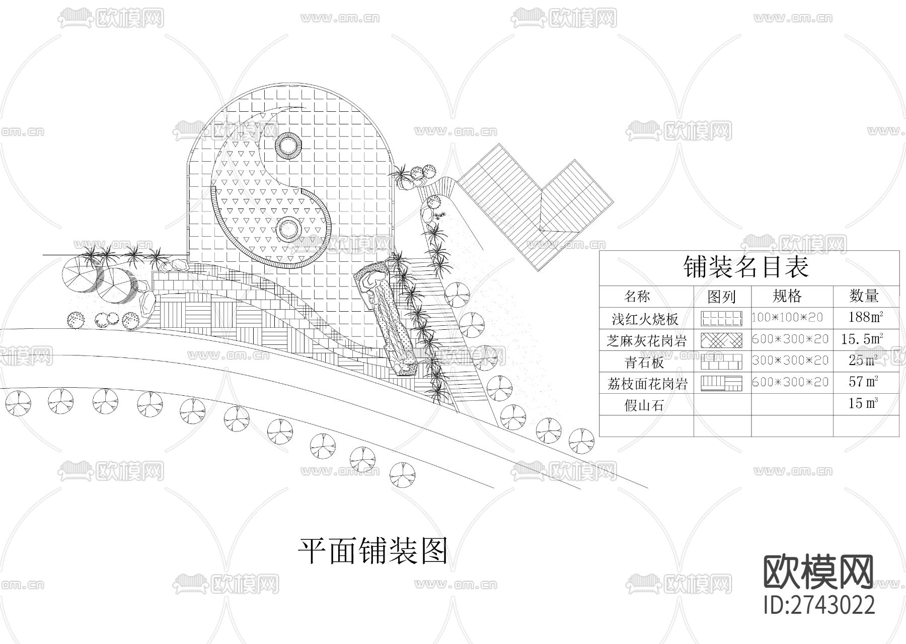双鹿迎宾景点cad大样图下载（渲染图4）