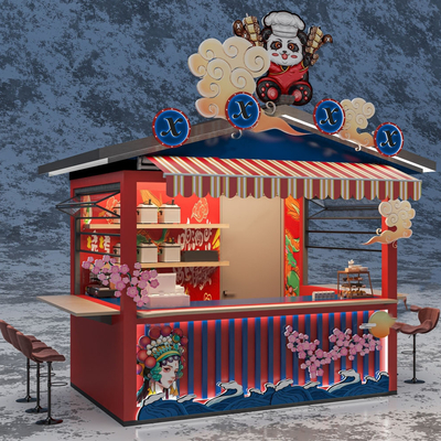  新中式国潮小商铺su模型 