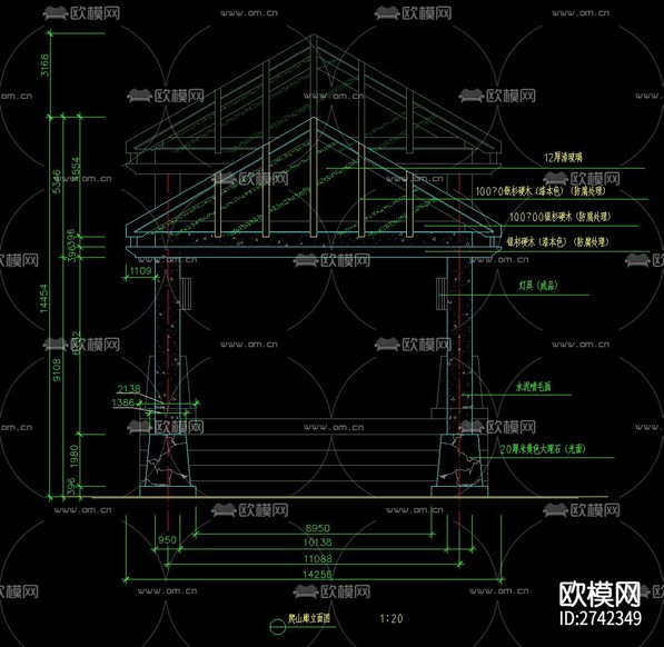 長(zhǎng)廊cad施工圖下載(渲染圖7)