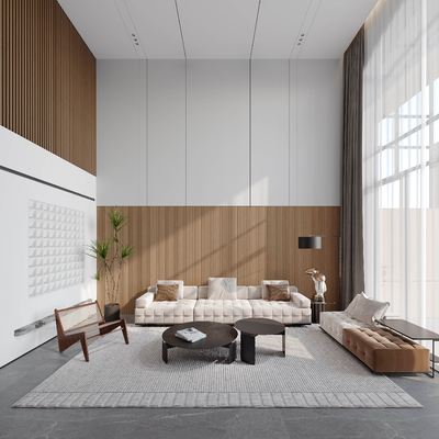  现代别墅大堂su模型 