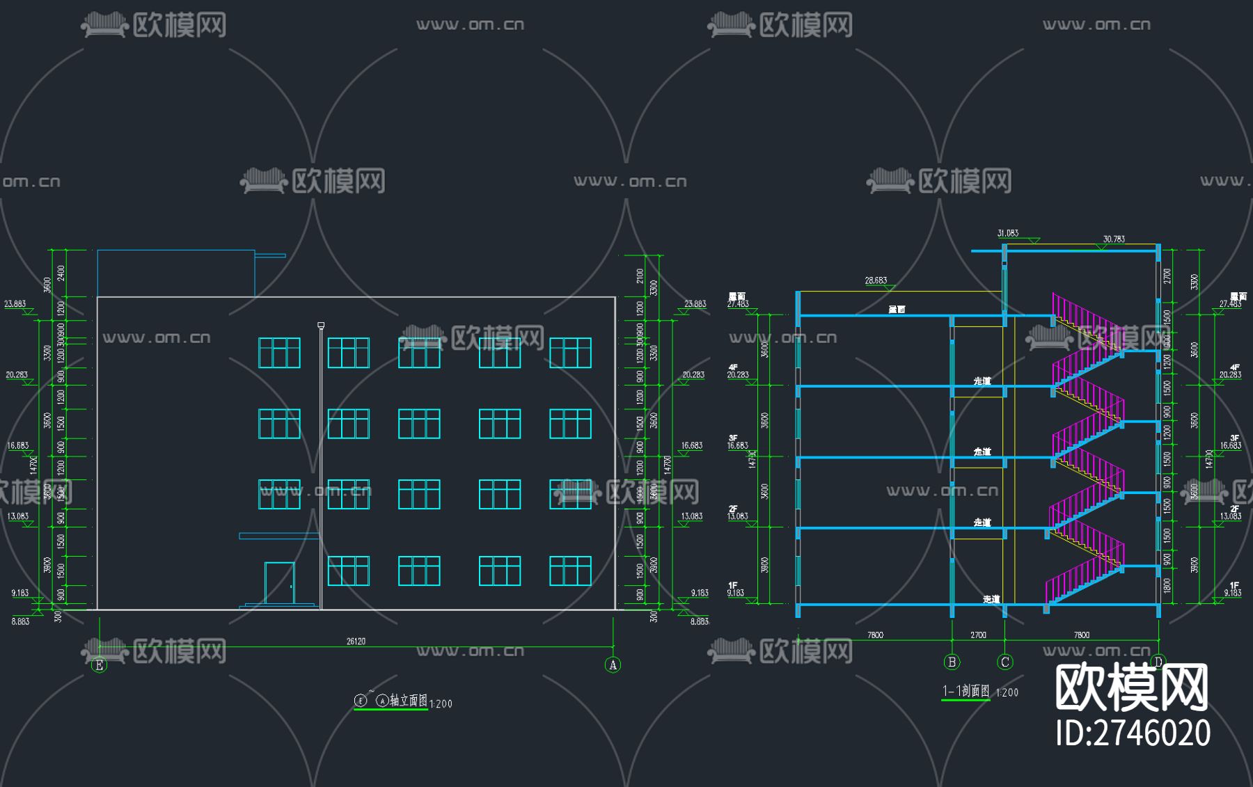 55套教学楼建筑方案cad施工图下载（渲染图2）