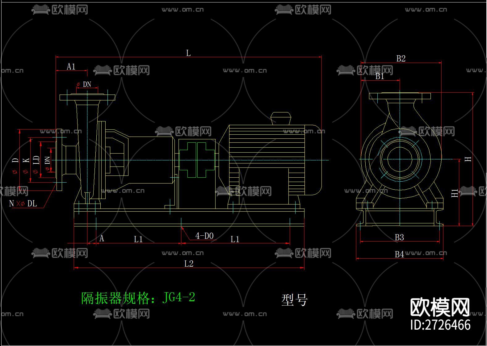 水泵cad大样图下载（渲染图7）
