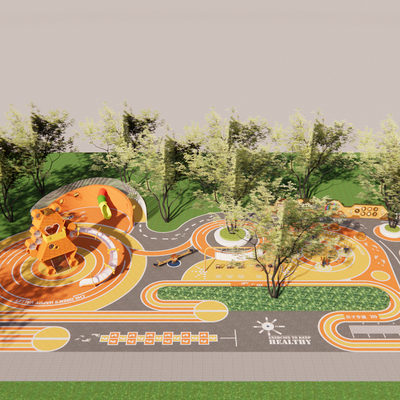  现代儿童互动场地su模型 