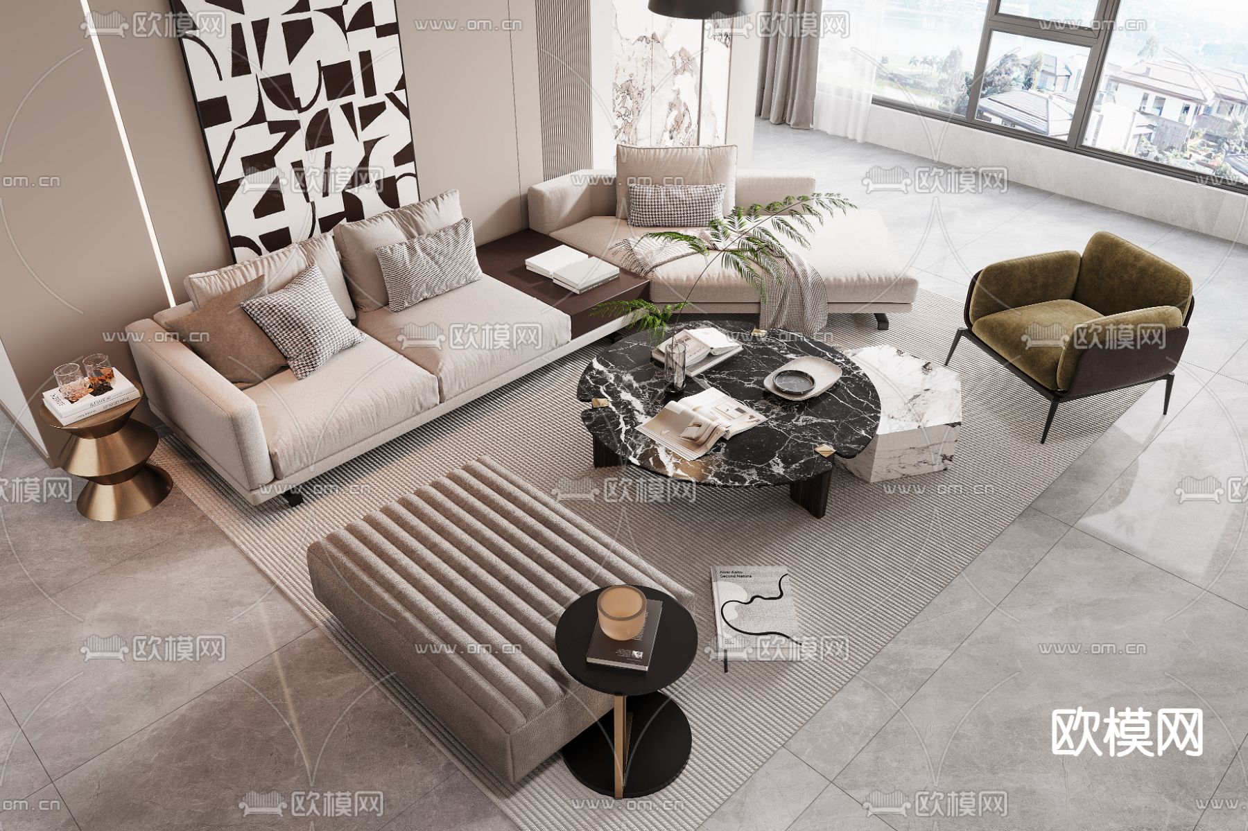 组合沙发3d模型下载_ID14185595_3dmax免费模型-欧模网