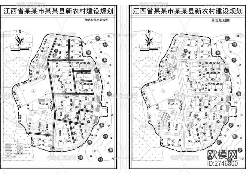 現(xiàn)代新農(nóng)村詳細(xì)規(guī)劃圖cad施工圖下載(渲染圖3)