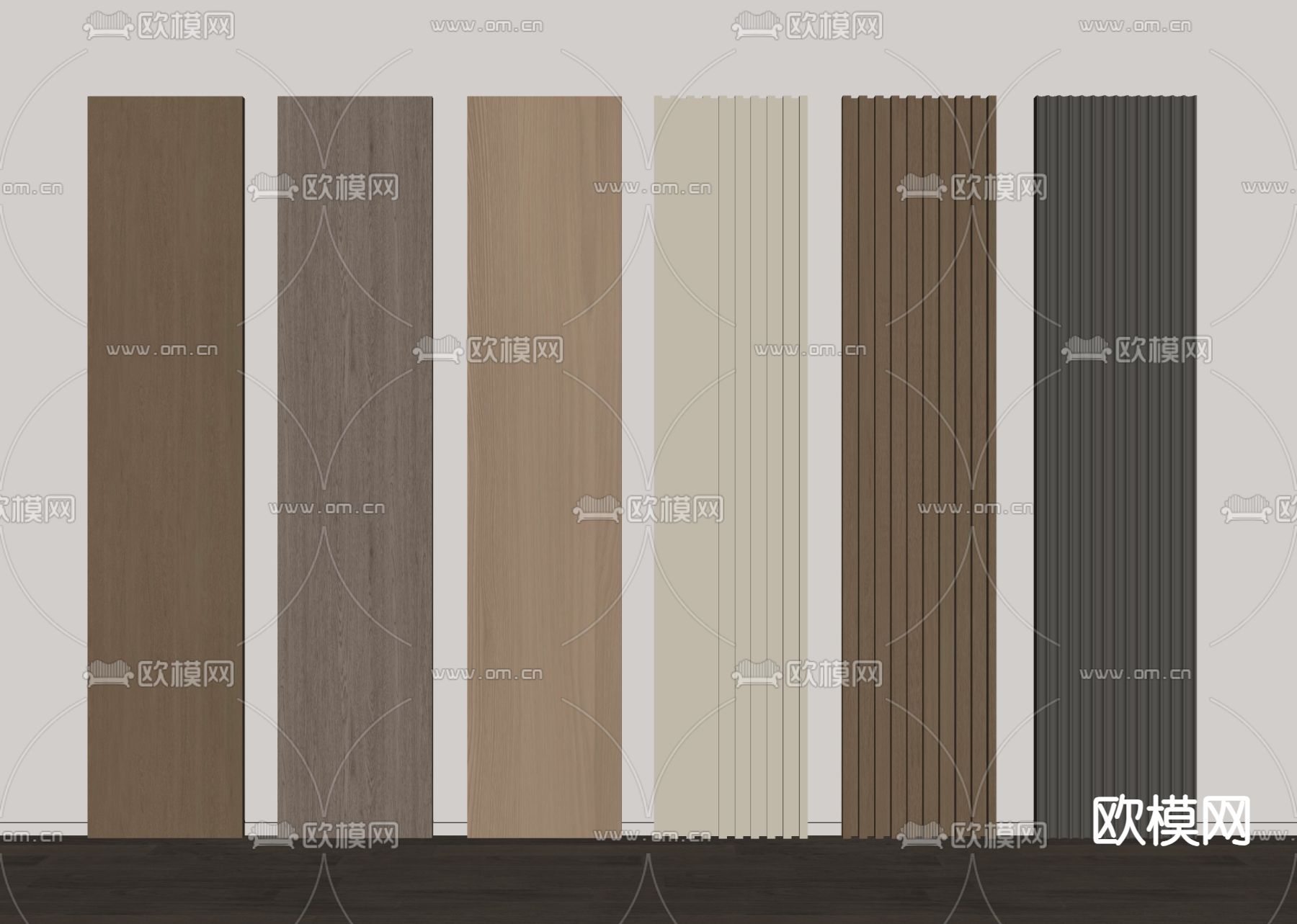 护墙板 格栅板su模型下载（渲染图2）