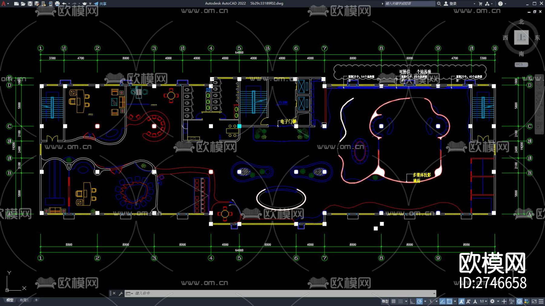 展厅吊顶 展厅 展馆cad施工图下载（渲染图1）