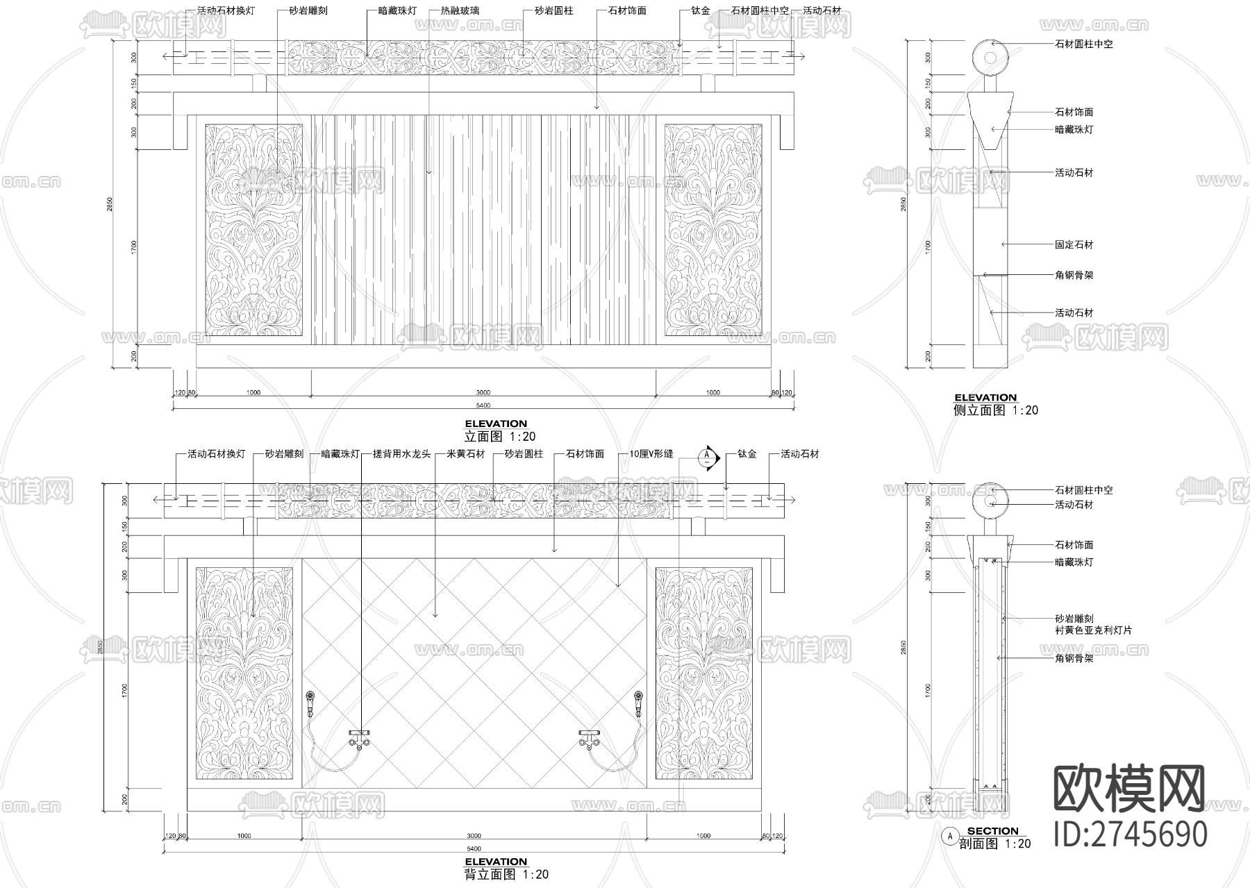 洗浴中心洗浴区全套装修cad施工图下载（渲染图5）