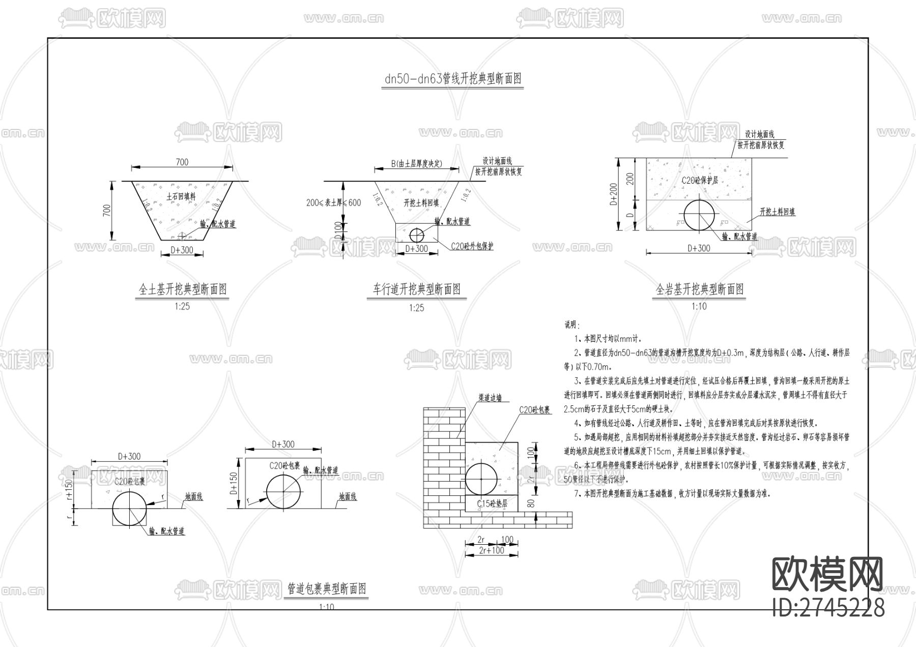 江南街道扇沱集镇水利及污水处理cad施工图下载（渲染图2）