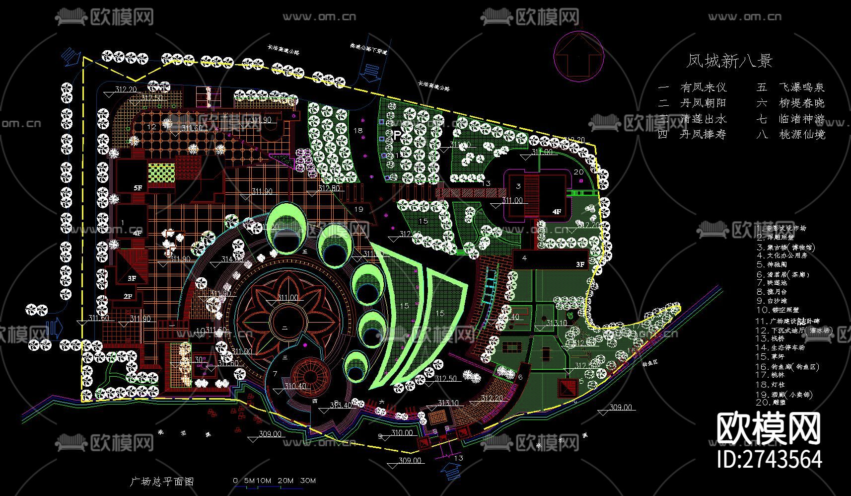 公园景观绿化图cad施工图下载（渲染图4）
