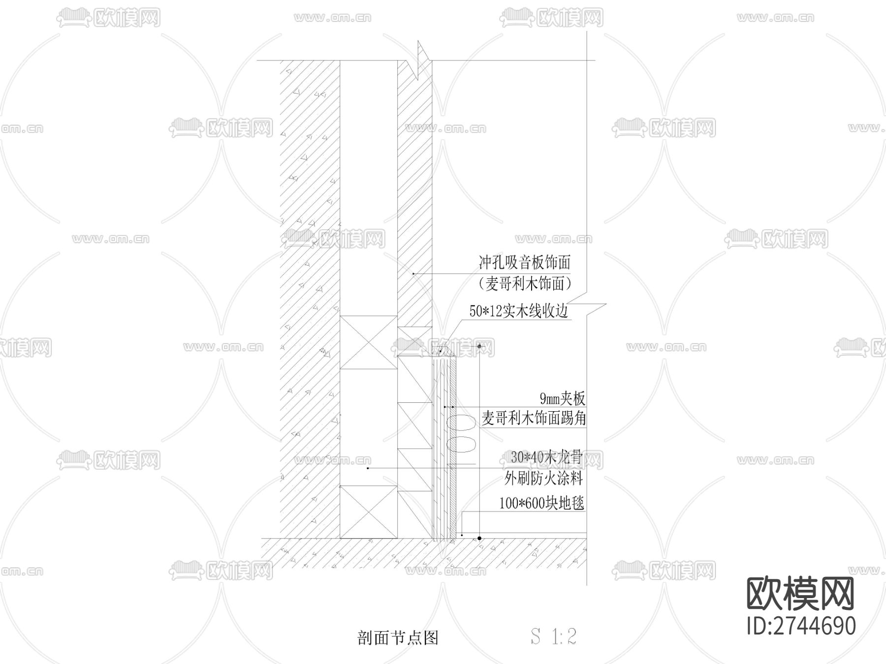 木踢脚线节点大样图下载